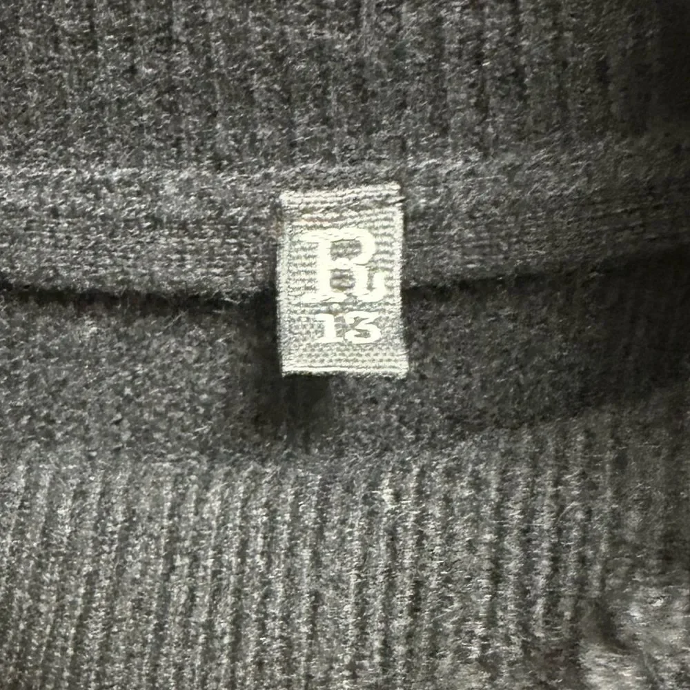 R13 Cashmere Sweater Long Sleeve Mock Neck Distressed Hem Black Size S